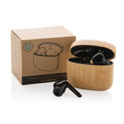 Bamboo TWS earbuds with RCS recycled plastic