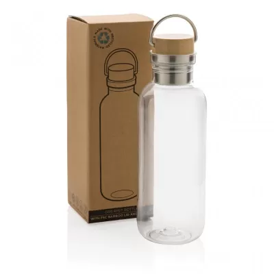 RCS RPET bottle with bamboo lid and handle