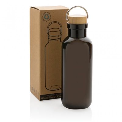 RCS RPET bottle with bamboo lid and handle