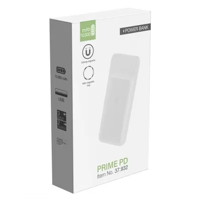 PRIME PD, pomoćna baterija sa magnetom, 10.000 mah, bežično punjenje, 15w, bela