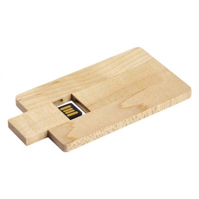 CREDIT CARD WOOD, usb flash memorija, bež, 16GB