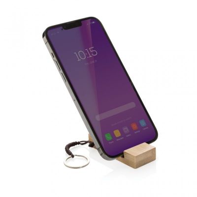 Standkey bamboo keychain phone stand