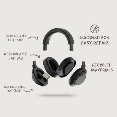 Irvine RCS recycled and repairable ANC wireless headphone