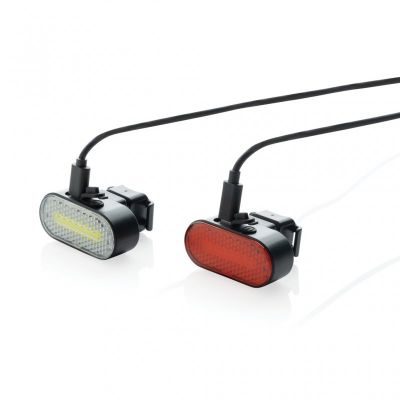 Lumino RCS recycled plastic USB re-chargeable bike light set