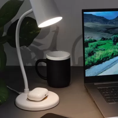 Zenara RCS recycled plastic and cork 15W wireless desk lamp