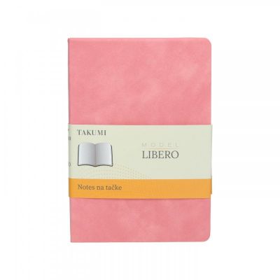 LIBERO, Notes B5 formata, listovi na tačkice, 176 listova u bloku sa plišanom koricom, pink