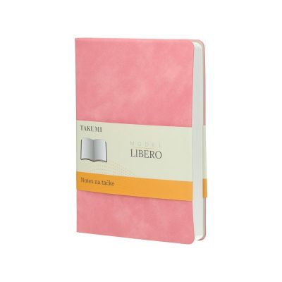 LIBERO, Notes B5 formata, listovi na tačkice, 176 listova u bloku sa plišanom koricom, pink